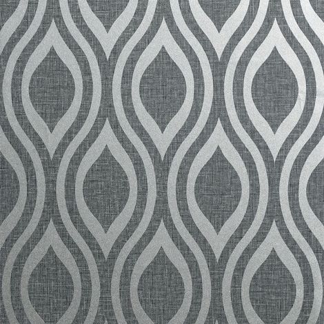 Arthouse Luxe Ogee Gunmetal Silver Grey Self-Adhesive Contemporary Wallpaper (1/4)