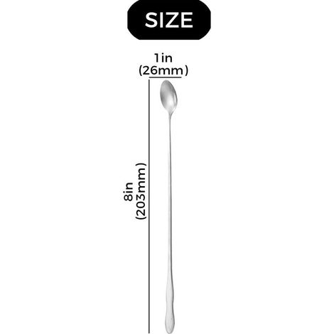 Set mit 10 langstieligen Barlöffeln aus Edelstahl (20 cm) – wiederverwendbar – geeignet für Kaffee, Eiscreme, Cocktails, Milchshakes und Kaltgetränke (1/5)