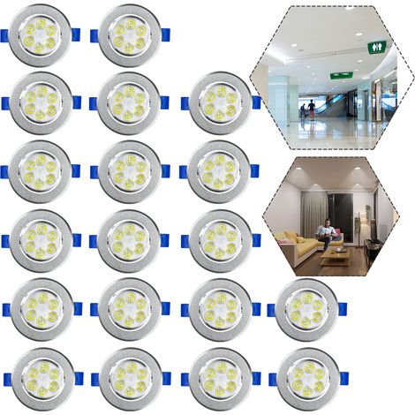 Hengmei – Lot de 20 spots encastrables LED 3W blanc froid – 270 lumens – Tension 110-240V – Design en aluminium – Angle de rayonnement 30° (1/5)