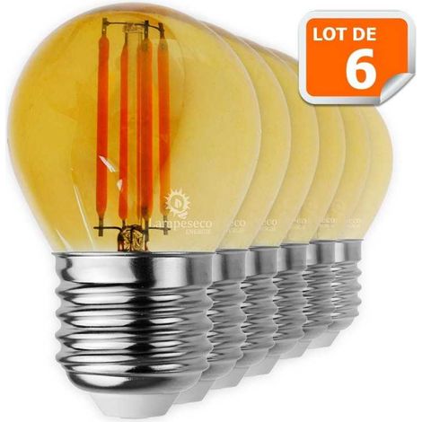 Lot de 6 Ampoules Led Filament forme G45 4 Watt (éq 42 watts) Culot E27 (1/2)