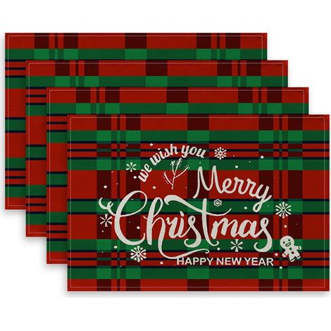 Lot de 4 sets de table rouges de Noël pour les fêtes/réceptions/événements en extérieur (1/5)