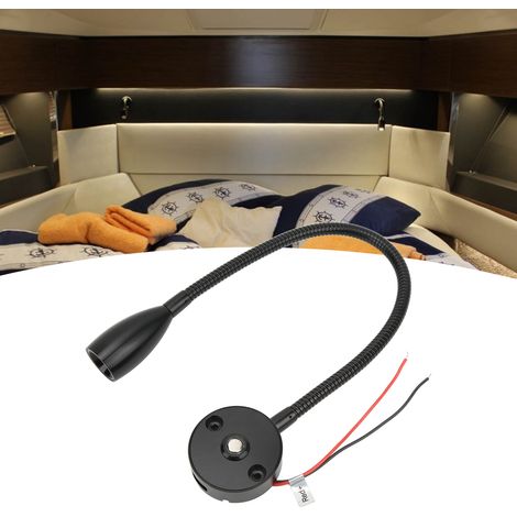 Lampe de lecture murale LED 3W, couleurs ajustables, flexible pour camping-car, bateau, caravane, noir. (1/5)