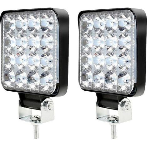 Lot de 2 lampes de travail LED 12 V 48 W 6 500 K, étanches IP67, très résistantes, pour tracteur, camion, moto, bateau, SUV (1/5)