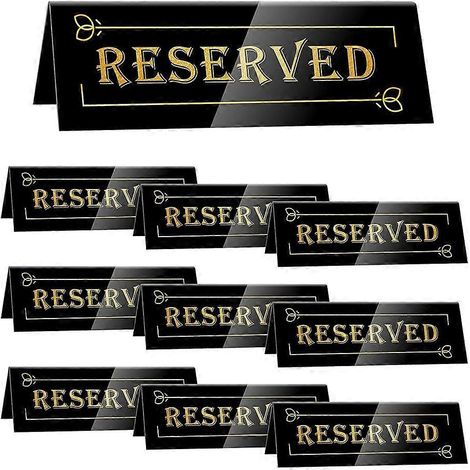 Lot de 10 panneaux de table en acrylique « Réservé » - 15,2 x 5,1 x 4 cm - Double face, imperméables - Panneaux de réservation de places (1/5)