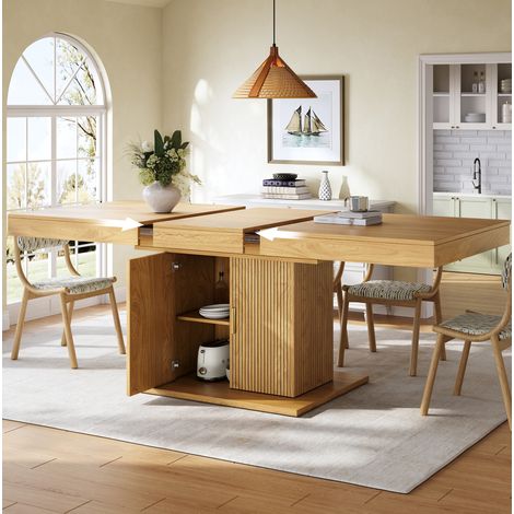 Tavolo da pranzo allungabile 140-180 cm con contenitore, MDF metallo DESVIAE (1/5)