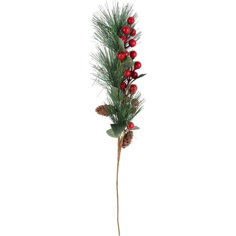 Artificial Christmas Pine Needles Single Christmas Pine Cones Red Fruits Green Plants Flower Arrangement Ornaments (1/5)