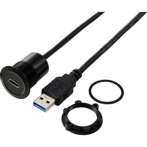 USB-C® (3.1) Buchse/USB-A (3.0) Stecker 1 m Kabel schwarz TC-13376312 TRU COMPONENTS Inhalt: 1 St (1/3)