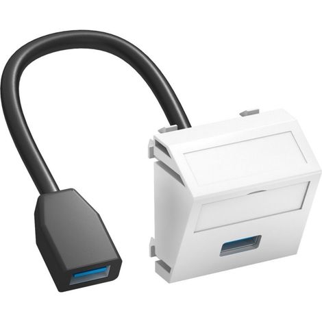 OBO Bettermann Multimediaträger USB 3.0 A-A mit Kabel, Buchse-Buchse 45x45mm Polycarbonat reinweiß RAL 9010, 6104934 (1/3)