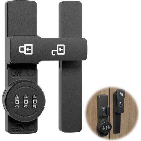 Serratura a combinazione a 180 gradi, codice senza chiave a 3 cifre con indicatore fluorescente per porte, fienili, garage, casette da giardino, armadietti per finestre (nera) (1/5)