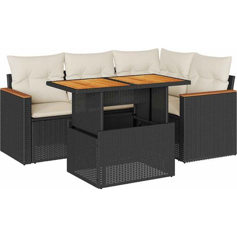 Maison Exclusive - Set sofás jardín y cojines 5 pzas ratán sintét (1/5)
