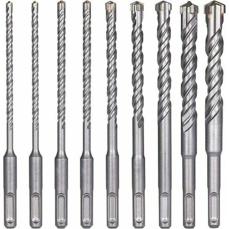 Hochwertige Betonbohrer – Set mit 9 SDS-Plus-Schlagbohrern für Beton, Ziegel und Naturstein