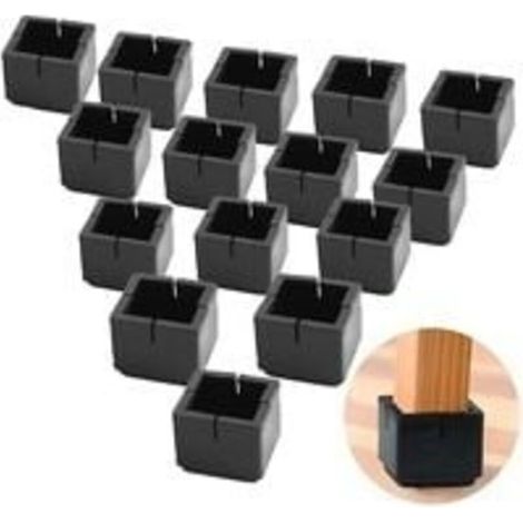 24Pcs Carré Protege Pied de Chaise Protège Jambes Table et Chaise PVC Capuchons Carrés avec Feutre Protege Pied de Chaise Carre Noir pour Jambes de Chaise Jambes de Table Jambes de Sofa 30-35mm