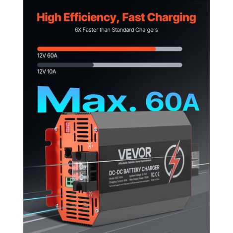 Chargeur de Batterie CC à CC 12 V 60 A 750 W pour Batteries Plomb-acide, Lithium, AGM, GEL, Facile à Installer, Chargeur Intelligen… (1/5)