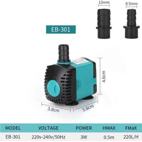 220 l/h Tauchpumpe, 3-W-Mini-Tauchpumpe, Aquariumpumpe, Aquarium-Umwälzpumpe (1/4)