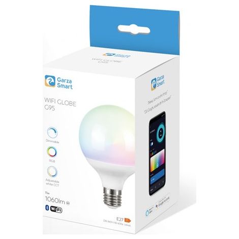 Garza ® Smarthome - Pack 2 Bombillas LED Globo G95 Intelegente Wifi E27, luz blanca neutra regulable con cambio de intensidad, temperatura y color. Programable, compatible con Amazon Alexa y Google Ho (1/2)