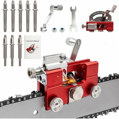 Affuteur Chaine Tronçonneuse, Aiguiseur Chaine Tronconneuse Aiguiseur Chaine Tronconneuse avec 5 têtes grossières et 3 fines, Positionnement précis, Affutage Chaine de Tronconneuse