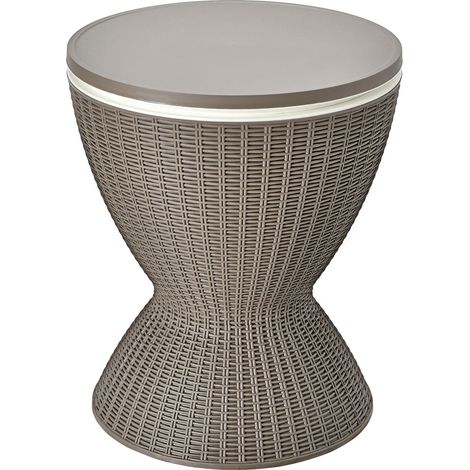 3 in 1 8 Gallon Patio Rattan Cooler Bar Table with Adjust Ice Bucket-Brown (1/5)