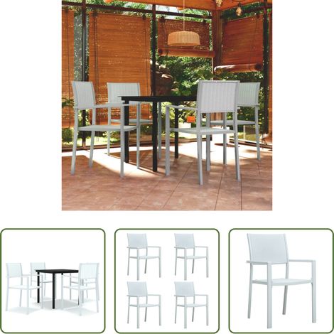 Table de jardin - Ensemble à manger de jardin 5 pcs Blanc (1/5)