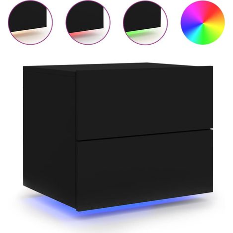 Maison Exclusive - Mesita de noche de pared con luces LED negro