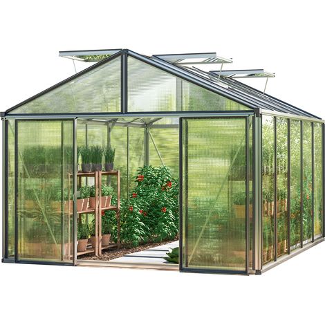 GFP Serra Asteria 23 Light 311 x 385 cm, lastre a doppia parete spesse 12 mm, colore alluminio naturale