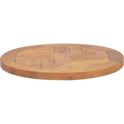 Dessus de table-Plateau de Table de Remplacement Bois de teck solide Rond 2,5 cm 40 cm 212057 (1/5)