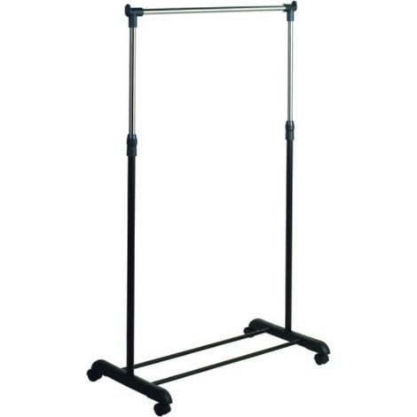 Perchero de acero inoxidable con ruedas 101-170 cm negro - Altura regulable MSV