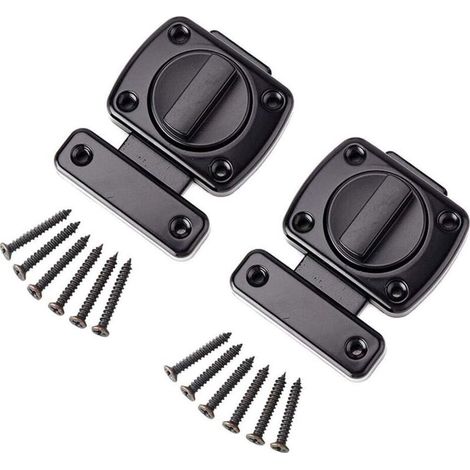 Juego de 2 pestillos giratorios para puertas, pestillos de seguridad, color negro.