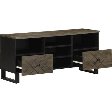 Meuble TV,Banc TV,Armoire TV noir 100x33x46 cm bois massif de manguier CFW503149 (1/5)