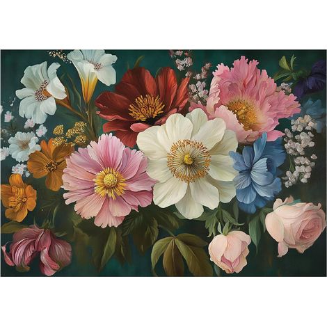 Papier peint panoramique fleurs des champs vintage nature 250x175 cm mural salon chambre décoration (1/5)
