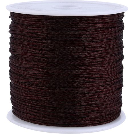 Cordon en nylon à nœuds chinois, 100 m x 0,8 mm, pour macramé, shamballa et autres motifs couleur café. (1/5)