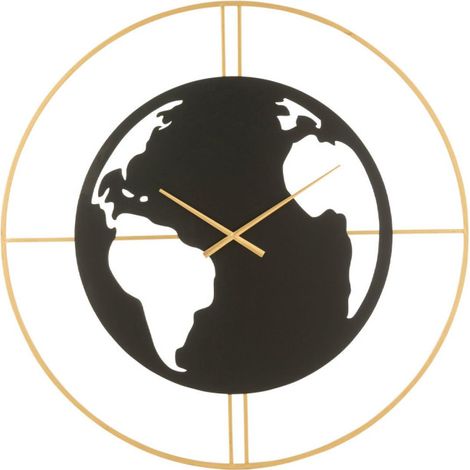 Horloge Murale "Carte du Monde" 90cm Noir & Or (1/2)