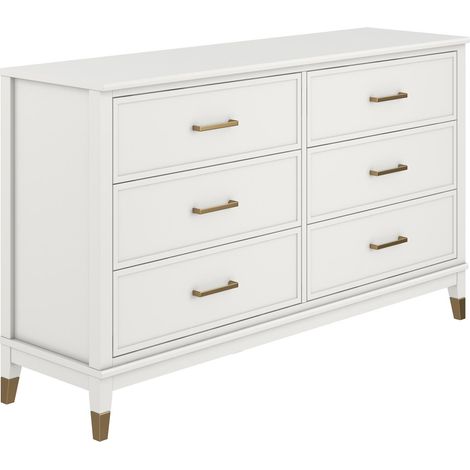 Commode avec 6 tiroirs en effet bois blanc (1/5)