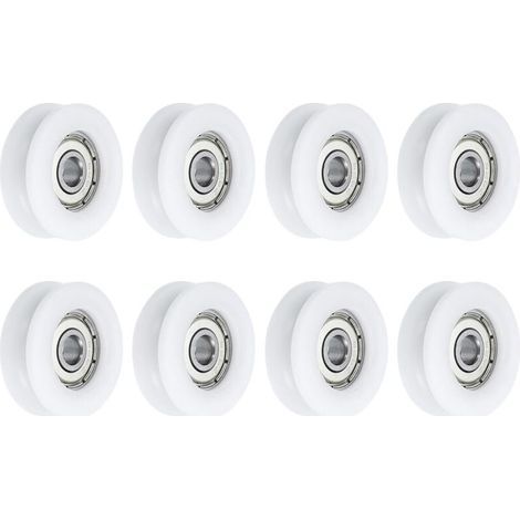 8 Stück U608ZZ Nylon-Riemenscheibe mit U-Rillenkugellager, 8 x 30 x 10 mm, U-Rillenrollenrad (GCr15), Chromstahllager, ABEC3 (1/5)