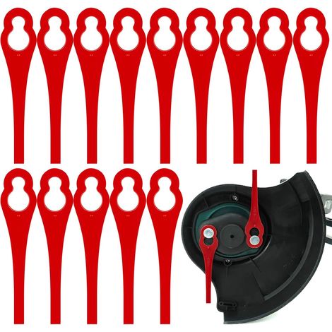 100pcs Lames en Plastique de Rechange pour Coupe Bordure Lame de Tondeuse à Gazon Lames pour Débroussailleuse sans Fil Lames de Coupe de Remplacement pour Jardin Pelouse (L83 rouge 10×5mm) (1/5)
