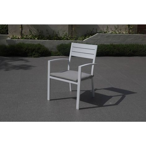 POLTRONA IN ALLUMINIO BIANCO CON CUSCINO