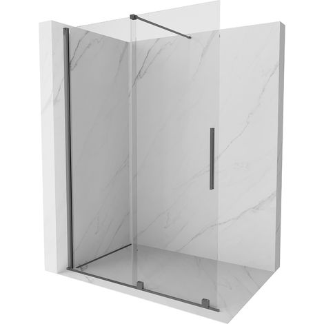 Mexen Velar Duschwand Schiebetür Walk-in 160 x 200 cm, transparent 8 mm, Gun Metal - 871-160-000-03-95 (1/5)