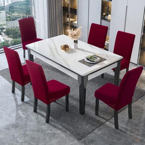 Housses de siège lot de 2/4/6 housses de chaise extensibles pour chaises de salle à manger, chaises lavables amovibles Protectio (1/5)