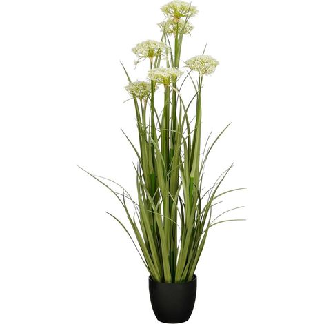 Plante Artificielle Graminée Angelica avec Pot Plastique Vert et Blanc 120 cm - PANGIVO (1/5)