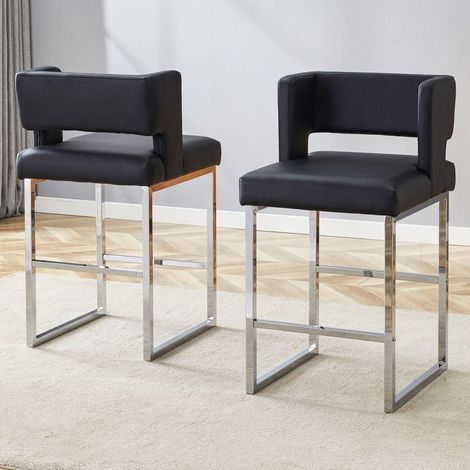Chaise Scandinave 2 pièces style nordique design carré pieds métal argenté confortable (1/5)