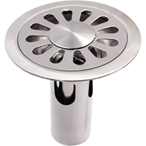 Siphon de sol rond en acier inoxydable brossé pour salle de bain, toilettes, cuisine, buanderie, jardin - 100 mm x 100 mm