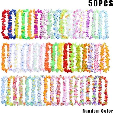 Lot de 50 Fleurs Artificielles dentelle Garland Collier Hawaïen pour Plage Party Décoration Tropicale (1/3)