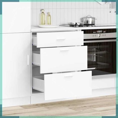 854250 Meuble bas de cuisine 'Lyon' en bois d'ingénierie blanc (1/5)