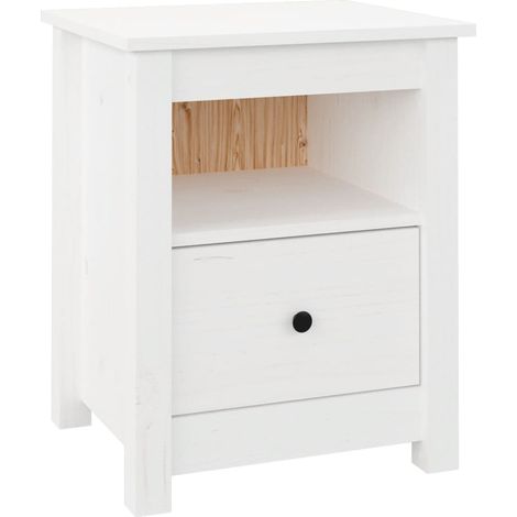 Comodino con cassetto e vano 40 x 35 x 49 cm in legno di pino bianco DEC033362