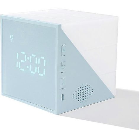 Réveil cube magique créatif avec veilleuse LED colorée, rechargeable par USB, pour enfants, bleu, 2024 Ping (1/5)