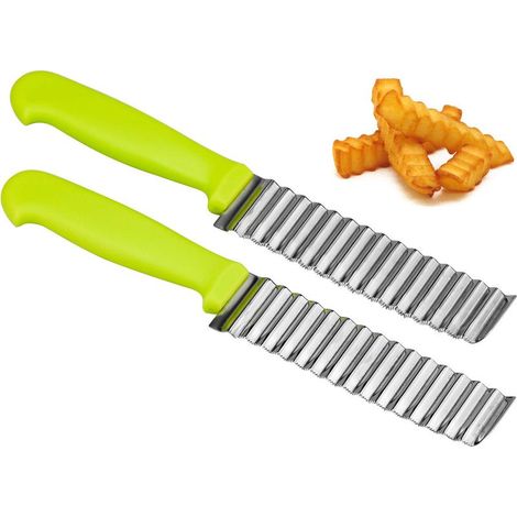 Ondulé Coupe-Légumes, Couteau de Tranches de Pomme de Terre, Coupe Frites Couteau Ondulé pour Croustilles,Salades, Bricolage (1/5)