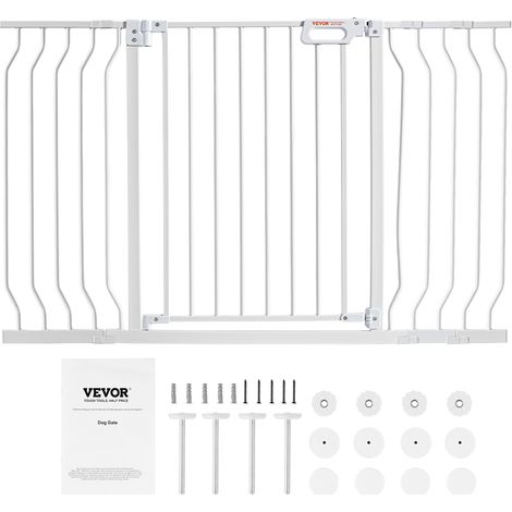 VEVOR Cancelletto di Sicurezza Larghezza Espandibile 75-129 cm Altezza 76 cm, Cancello di Sicurezza per Bambini per Scale, Porte e Corridoi Senza Forare Ampia Apertura a 180° Colore Bianco