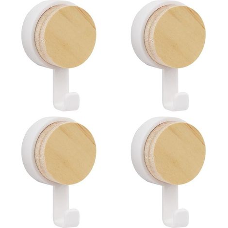 4 Pièces Patere Murale, Crochets à Serviettes Muraux Adhésifs pour Chambre à Coucher, Salon, Blanc, plastique, 6.34cm (1/5)