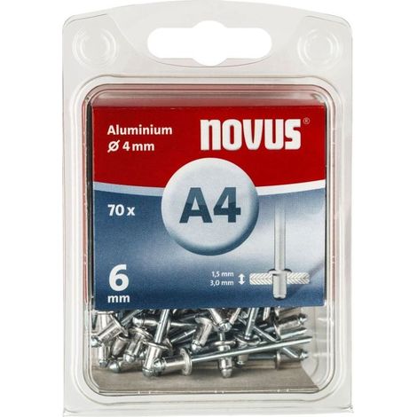 Novus Blindnieten Typ A4/6 Aluminium 70 Stück Blindnieten
