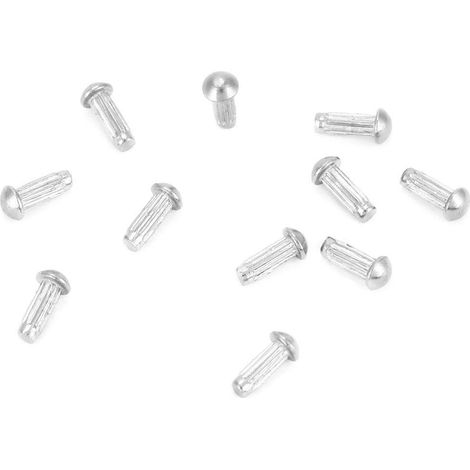 Set assortimento di 100 rivetti solidi a testa tonda con gambo zigrinato in acciaio inox M2 (M2  6).