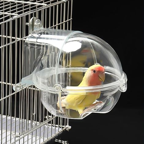 Baño para pájaros, Baño para pájaros, para jaula, Cuenco colgante, Caja de ducha transparente para loro, Bañera para jaula y loro, Accesorio para jaula de pájaros (1/5)